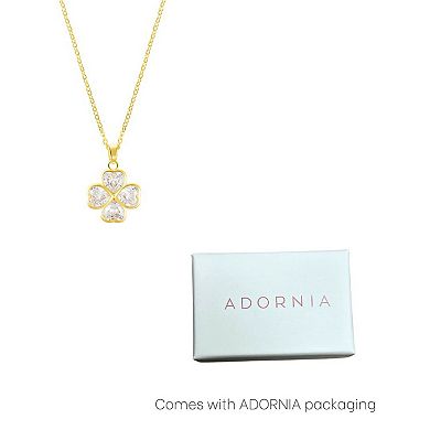 Adornia Adjustable Crystal Heart Clover Necklace