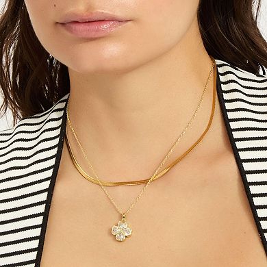 Adornia Adjustable Crystal Heart Clover Necklace