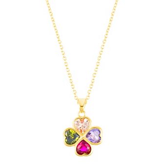 Adornia Adjustable Crystal Heart Clover Necklace