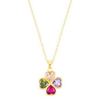 Adornia Adjustable Crystal Heart Clover Necklace