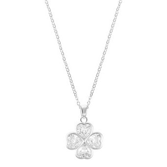 Adornia Adjustable Crystal Heart Clover Necklace