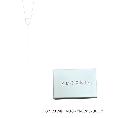 Adornia Silver Tone Adjustable Cubic Zirconia Heart Y-Necklace