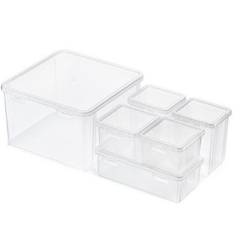 Sorbus 6 pc Hardware Storage Container Set with Built in Lids