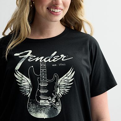 Plus Size Fender Guitar With Wings Graphic Tee
