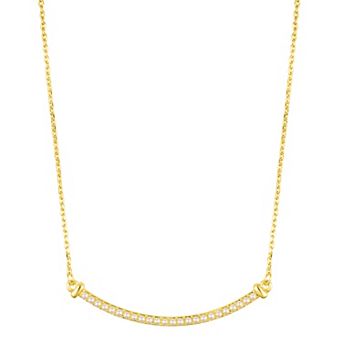 Adornia 14k Gold Tone Simulated Pearl Curved Bar Necklace