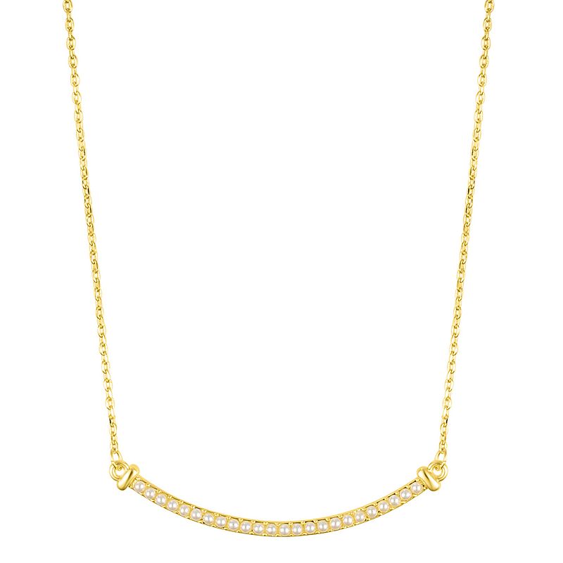 Adornia 14k Gold Tone Simulated Pearl Curved Bar Necklace, Women's, Size: 14-18" ADJ, White