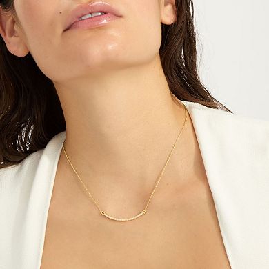 Adornia 14k Gold Tone Simulated Pearl Curved Bar Necklace