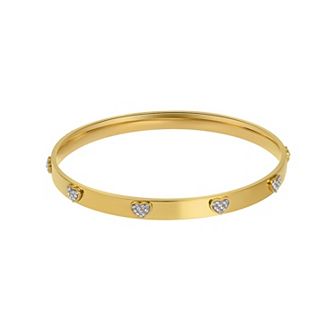 Adornia 14k Gold Tone Cubic Zirconia Hearts Stacking Bangle Bracelet