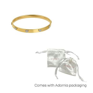 Adornia 14k Gold Tone Cubic Zirconia Hearts Stacking Bangle Bracelet