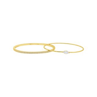 Adornia 14k Gold Tone Marquis & Pave Cubic Zirconia Stacking Bangle Bracelet Set