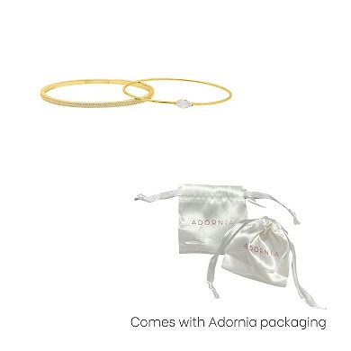 Adornia 14k Gold Tone Marquis & Pave Cubic Zirconia Stacking Bangle Bracelet Set