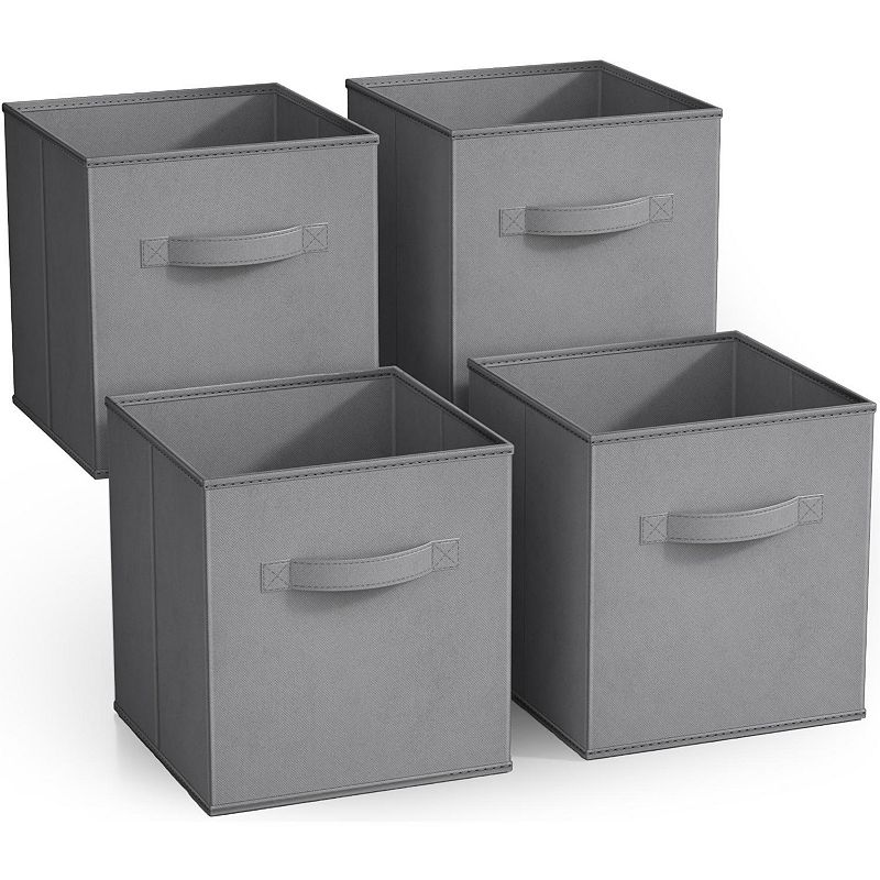 Sorbus 11-in. 4-Pack Foldable Fabric Storage Cube Bins, Gray