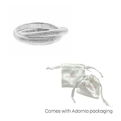 Adornia Silver Tone 2-Layer Omega Chain Bacelet