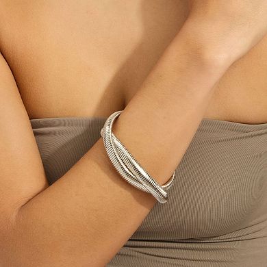 Adornia Silver Tone 2-Layer Omega Chain Bacelet