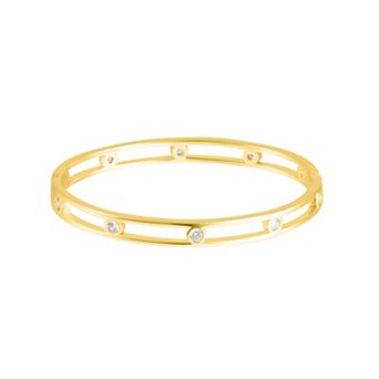 Adornia 14k Gold Tone Studded Cubic Zirconia Bangle Bracelet