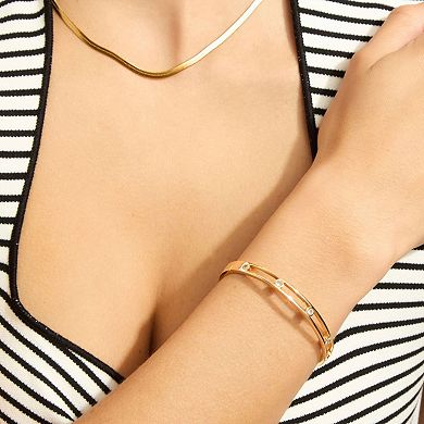 Adornia 14k Gold Tone Studded Cubic Zirconia Bangle Bracelet
