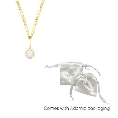 Adornia 14k Gold Tone Mother of Pearl Cubic Zirconia Halo Disc Mixed Link Y-Necklace