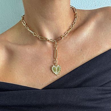 Adornia 14k Gold Tone Cubic Zirconia Jagged Heart Mixed Link Y-Necklace