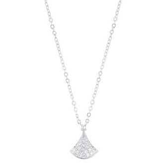Adornia Silver Tone Pave Cubic Zirconia Leaf Pendant Necklace