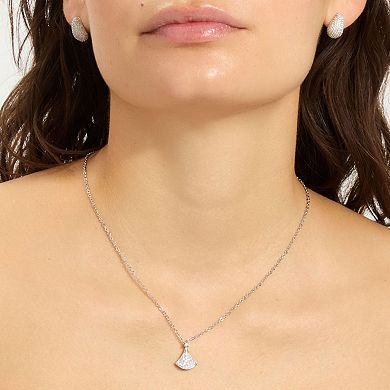 Adornia Silver Tone Pave Cubic Zirconia Leaf Pendant Necklace
