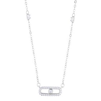 Adornia Silver Tone Adjustable Cubic Zirconia Dancing Stone Necklace