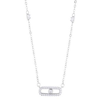 Adornia Silver Tone Adjustable Cubic Zirconia Dancing Stone Necklace