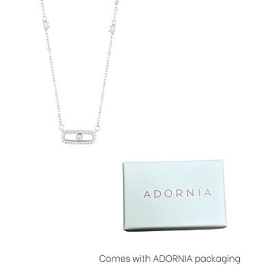 Adornia Silver Tone Adjustable Cubic Zirconia Dancing Stone Necklace