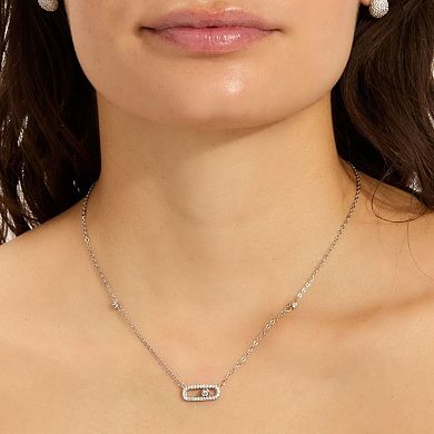 Adornia Silver Tone Adjustable Cubic Zirconia Dancing Stone Necklace