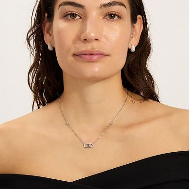 Adornia Silver Tone Adjustable Cubic Zirconia Dancing Stone Necklace