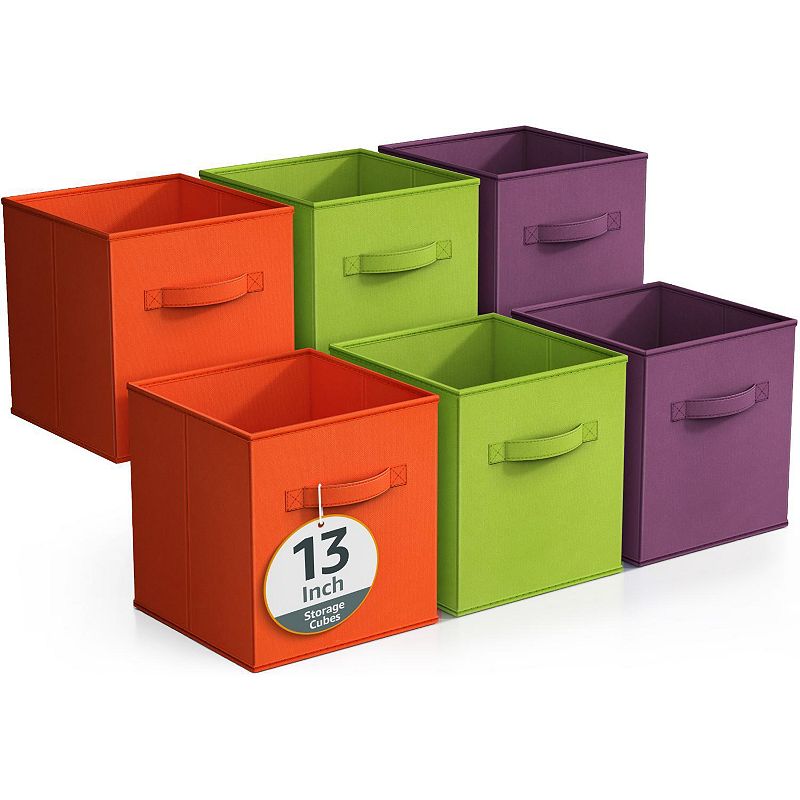Sorbus 6-Pack 13-in. Foldable Storage Cubes, Purple Green & Orange