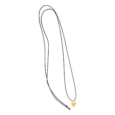 Adornia 14k Gold Tone Adjustable Puffy Heart & Black Chord Necklace