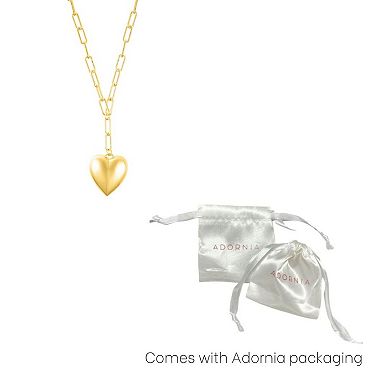 Adornia 14k Gold Tone Adjustable Oversized Puffy Heart Paper Clip Chain Necklace