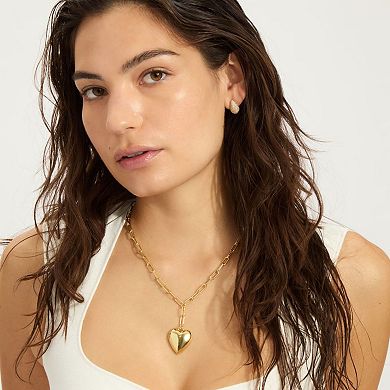 Adornia 14k Gold Tone Adjustable Oversized Puffy Heart Paper Clip Chain Necklace