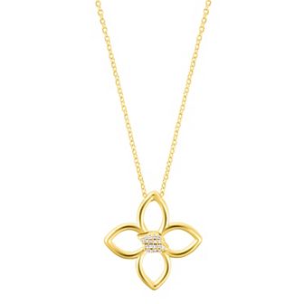 Adornia 14k Gold Tone Adjustable Outline Cubic Zirconia Clover Necklace