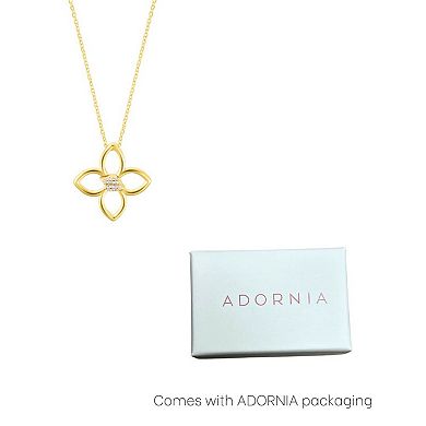 Adornia 14k Gold Tone Adjustable Outline Cubic Zirconia Clover Necklace