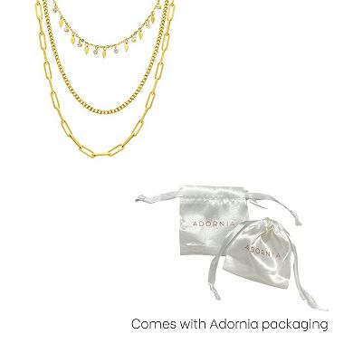 Adornia 14k Gold Tone Paperclip, Curb, & Dangle Crystal Chain Necklace Set