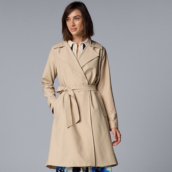 Women’s Vera Wang Beige Long Trench Coat Sz XL