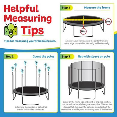 Machrus Upper Bounce Trampoline Net,fits 14' Frame, Using 8 Straight Poles-installs Outside Of Frame