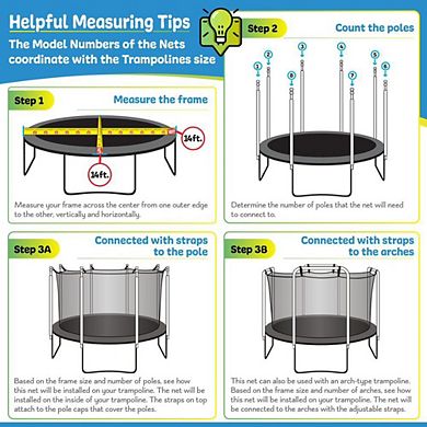Machrus Upper Bounce Universal Trampolines Safety Net Fits Round Trampoline Frame
