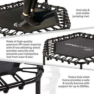 Machrus Upper Bounce 50" Hexagonal Rebounder Fitness Trampoline Adjustable T-shaped Handrail