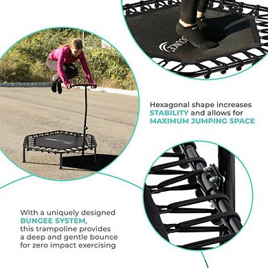 Machrus Upper Bounce 50" Hexagonal Rebounder Fitness Trampoline Adjustable T-shaped Handrail