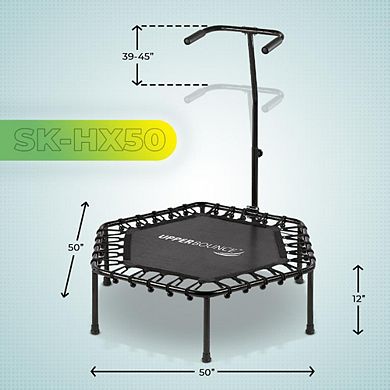 Machrus Upper Bounce 50" Hexagonal Rebounder Fitness Trampoline Adjustable T-shaped Handrail