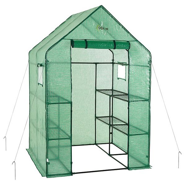 Machrus Ogrow Deluxe Walk-in Greenhouse With 2 Tiers And 8 Shelves-56