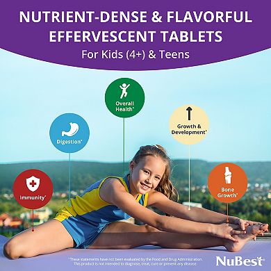 Nubest Tall Fizzy, Effervescent Tablets For Ages 4+, Orange Flavor, 10 Servings