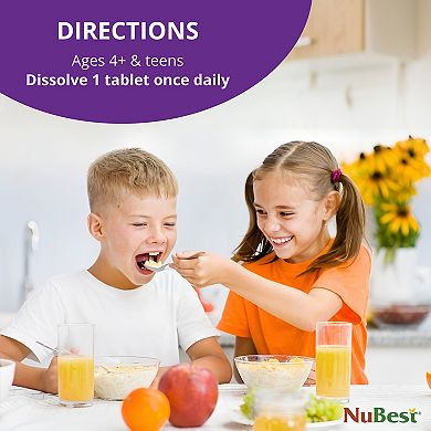 Nubest Tall Fizzy, Effervescent Tablets For Ages 4+, Orange Flavor, 10 Servings
