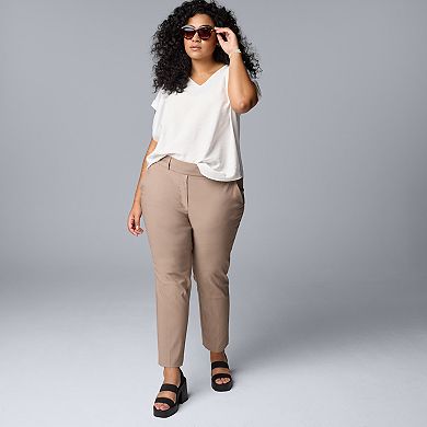 Plus Size Simply Vera Vera Wang Polished Twill Ankle Pants