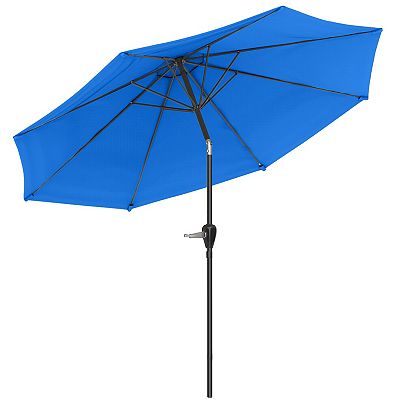Pure Garden 10' Auto-Tilt Patio Umbrella with Easy Crank - Brilliant Blue