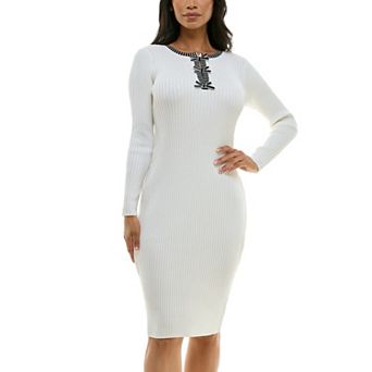 Women's Nina Leonard Ribbed Knit Dress