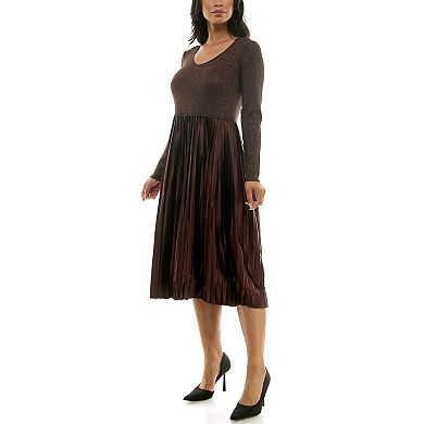 Women's Nina Leonard Lurex Knit Dress