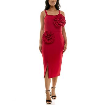 Women's Nina Leonard 3D Floral Midi Dress